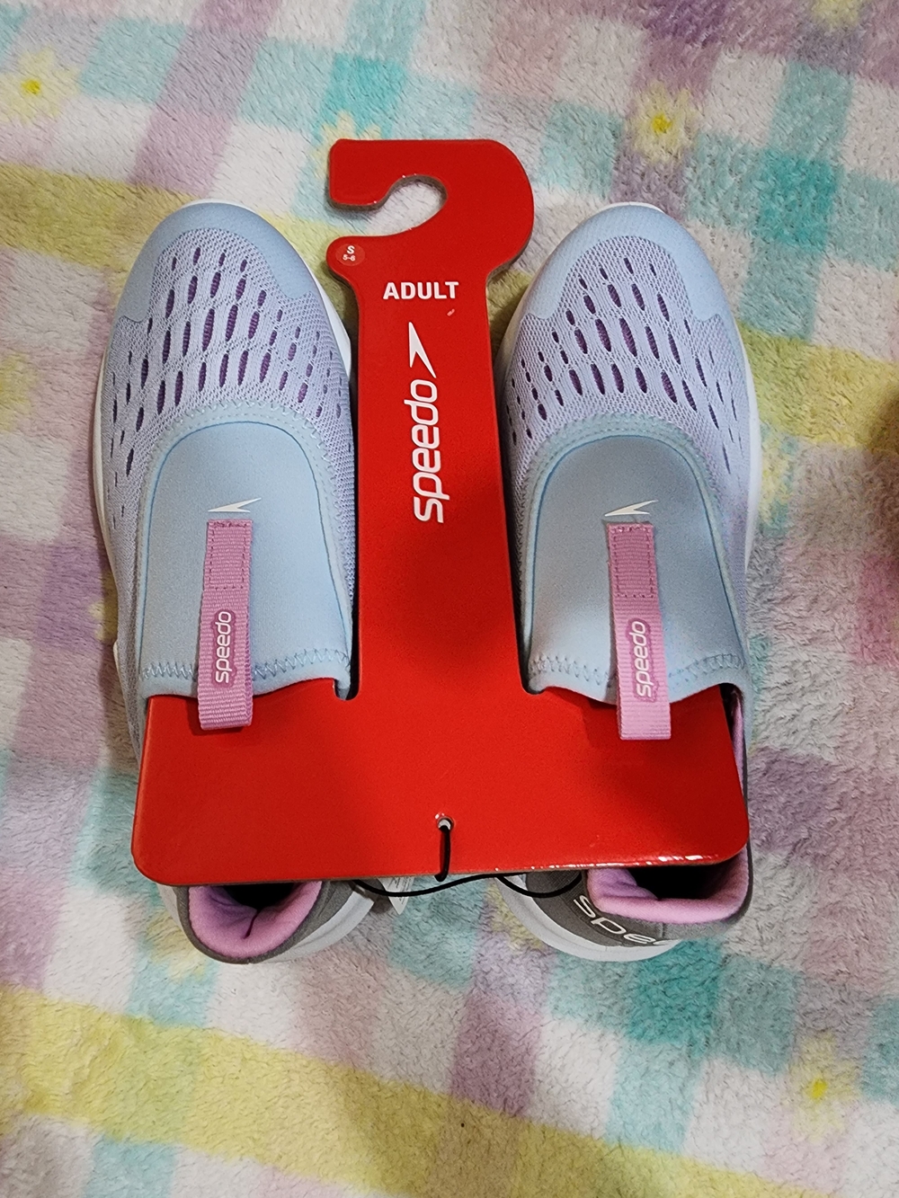 Speedo Adult Water Shoes in Light Blue & Purple Slip-On Aqua Socks S(5-6)